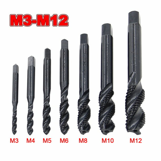 7PCS HSS Machine Screw Thread Metric Plug Tap Drill Set M3 M4 M5 M6 M8 M10 M12